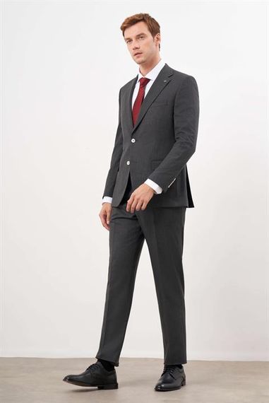 Morven Erkek Siyah Poliviskon Trend Ekoseli Dynamic Fit Mono Yaka Takım Elbise - photo 4