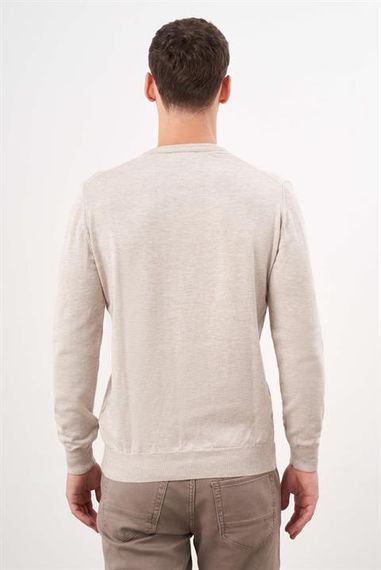 Morven Erkek Bej Basic V Yaka Dynamic Fit Rahat Kesim Triko - photo 5