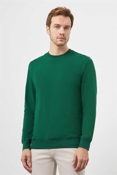 Morven Erkek Yeşil Bisiklet Yaka Dynamic Fit Rahat Kesim Sweatshirt - photo 1