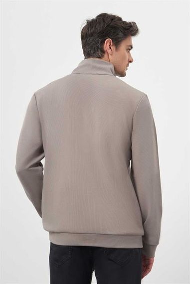 Morven Erkek Gri Fermuarlı Bato Yaka Sweat-Shirt - photo 5