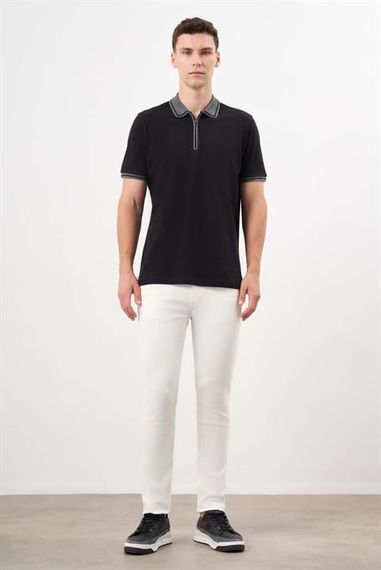 Morven Erkek Siyah Trend Polo Yaka Dynamic Fit T-Shirt - fotoğraf 4