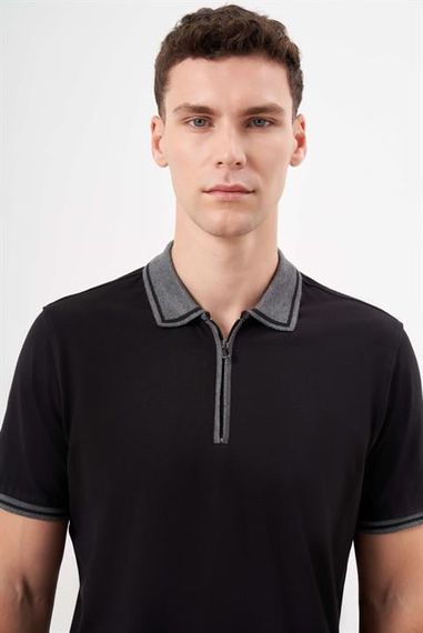 Morven Erkek Siyah Trend Polo Yaka Dynamic Fit T-Shirt - fotoğraf 3