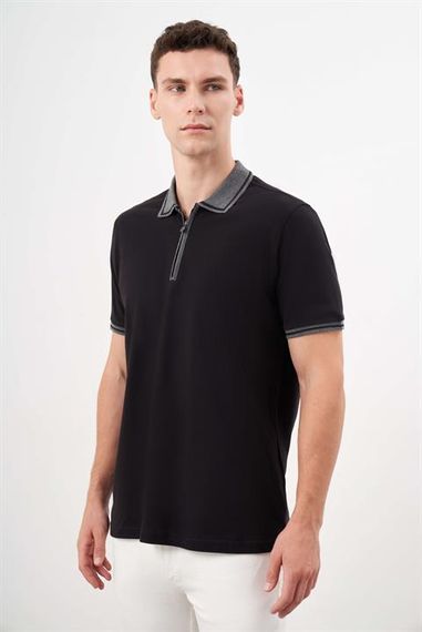 Morven Erkek Siyah Trend Polo Yaka Dynamic Fit T-Shirt - fotoğraf 2