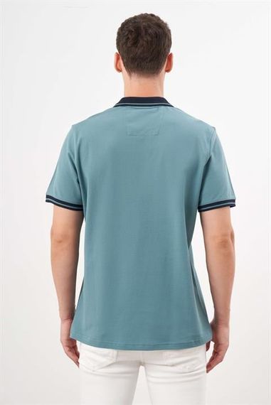 Green Dynamic Fit Men's Polo Collar T-Shirt with Printed Design, 100% Cotton, Short Sleeves, Button Closure, Available in Sizes S-XXL - photo 5