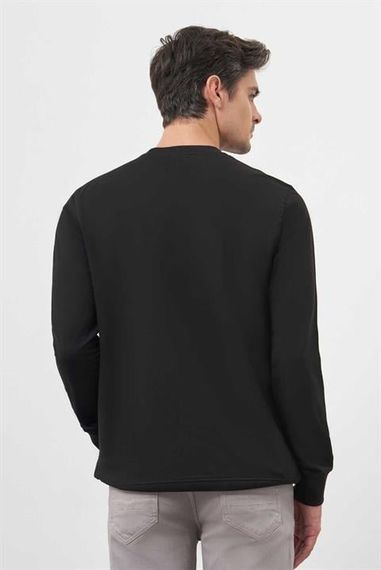 Мужской черный свитшот с круглым вырезом Dynamic Fit, 100% хлопок, без карманов, длинный рукав, свободный крой - фото 5