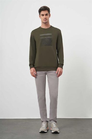 Чоловічий худі кольору хака з коротким рукавом, динамічна посадка, без кишень, 65% бавовна, 35% поліестер для комфортного носіння - фото 4