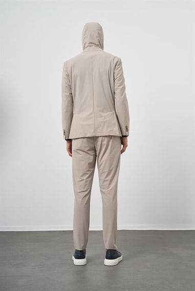 Morven Erkek Bej Polyamide Torba Cep Kapüşonlu Slim Fit Mono Yaka Spor Takım Elbise - photo 5