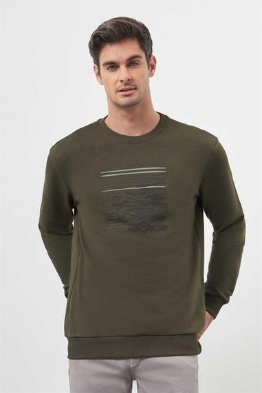 Чоловічий худі кольору хака з коротким рукавом, динамічна посадка, без кишень, 65% бавовна, 35% поліестер для комфортного носіння - фото 2