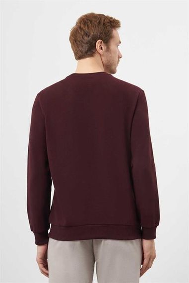 Чоловічий бургундський світшот з круглим вирізом, динамічний фіт, 65% поліестер, 35% віскоза, без кишень, довгі рукави - фото 5