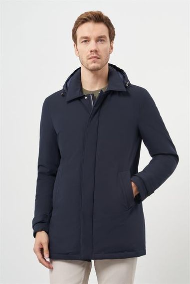 Morven Erkek Lacivert Poliamit Çıtçıtlı Kapüşonlu Mont - photo 1