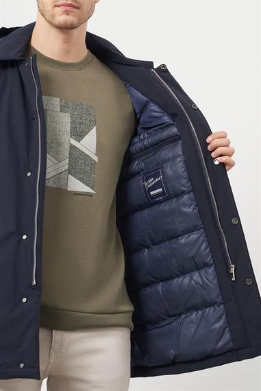 Morven Erkek Lacivert Poliamit Çıtçıtlı Kapüşonlu Mont - photo 4