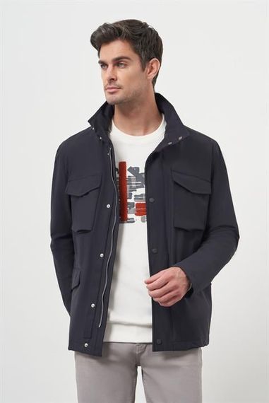 Morven Erkek Lacivert Poliamit Çıtçıtlı Kapitone Mont - photo 3