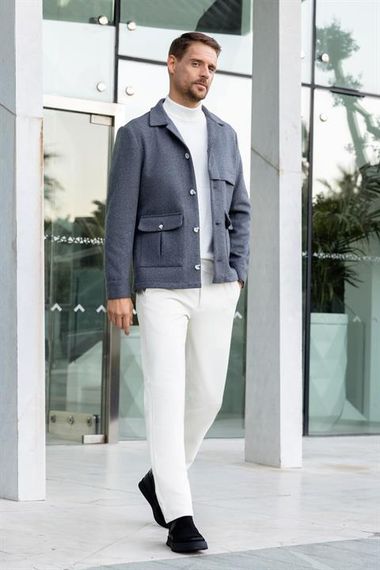 Morven Erkek Füme Yünlü Worker Ceket - fotoğraf 4