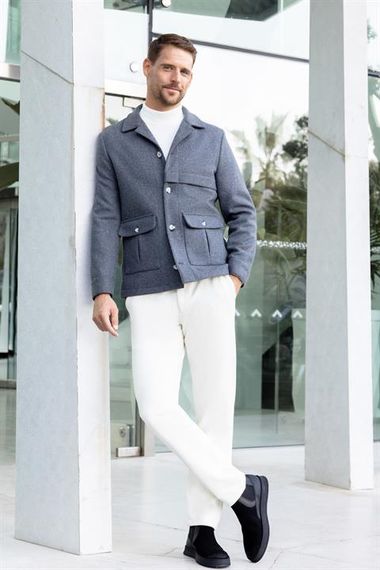 Morven Erkek Füme Yünlü Worker Ceket - fotoğraf 3