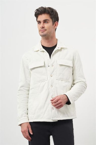 Morven Erkek Ekru Kapitoneli Worker Ceket - fotoğraf 1