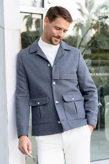 Morven Erkek Füme Yünlü Worker Ceket - fotoğraf 5