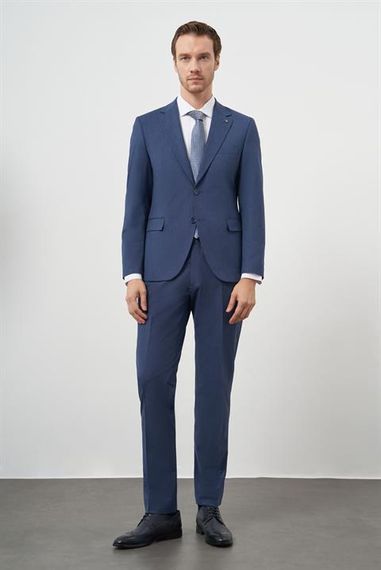 Чоловічий індіговий костюм з шерсті Morven, slim fit, високий воротник, 88% бавовна, подвійні розрізи, з підкладкою, моделі 48-58 - фото 3