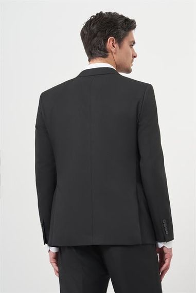 Morven Erkek Siyah Basic Jakar Desen Slim Fit Sivri Yaka Takım Elbise - photo 5