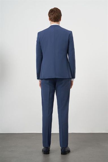 Чоловічий індіговий костюм з шерсті Morven, slim fit, високий воротник, 88% бавовна, подвійні розрізи, з підкладкою, моделі 48-58 - фото 5