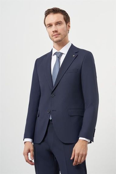 Morven Erkek Lacivert Yün Slim Fit Mono Yaka Takım Elbise - photo 2