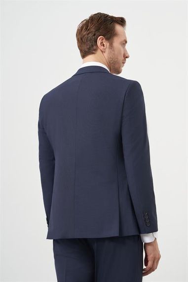 Morven Erkek Lacivert Yün Slim Fit Mono Yaka Takım Elbise - photo 5
