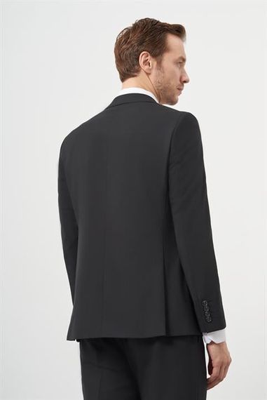 Чорний вовняний класичний піджак Morven для чоловіків, slim fit, з моно коміром, 88% бавовна, з підкладкою, довгий рукав. Розміри: 48-56 - фото 5