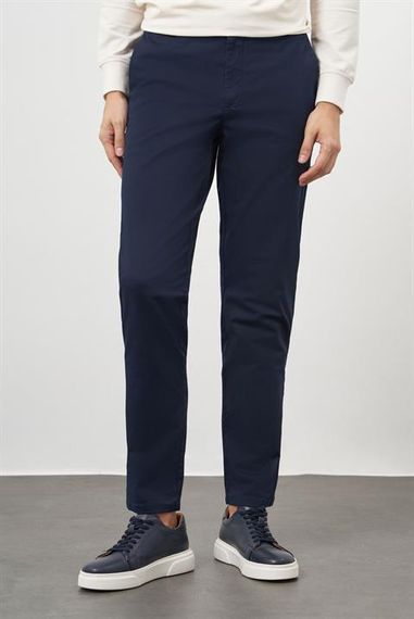 Morven Erkek Lacivert Pamuk Yan Cep Slim Fit Chino Pantolon - photo 1
