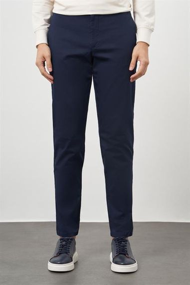 Morven Erkek Lacivert Pamuk Yan Cep Slim Fit Chino Pantolon - photo 2