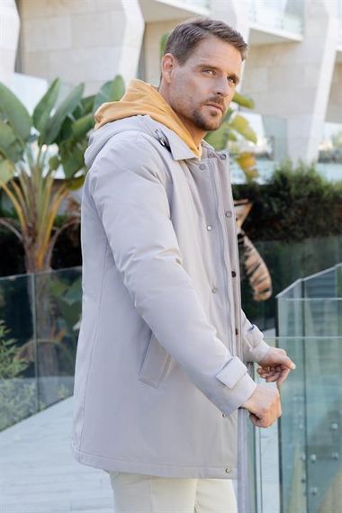 Morven Erkek Taş Poliamit Çıtçıtlı Kapüşonlu Mont - photo 2