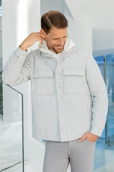 Чоловікський сірий куртка Worker з капітонною структурою, динамічна посадка, 72% поліестер, 23% віскоза, 5% еластан, з боковими кишенями - фото 3