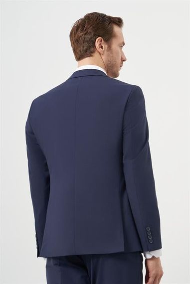 Morven Erkek Lacivert Yün Slim Fit Mono Yaka Takım Elbise - photo 5