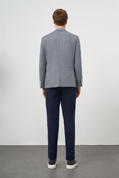 Мужской индиго трикотажный трендовый пиджак slim fit с одношипцовым воротником - фото 5