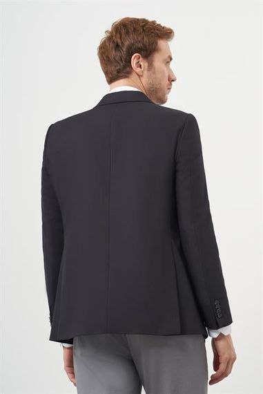Morven Erkek Siyah Poliviskon Slim Fit Mono Yaka Klasik Ceket - photo 5