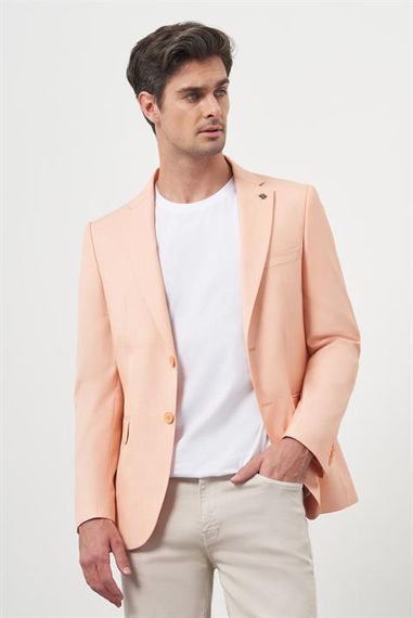 Morven Erkek Yavruağzı Poliviskon Slim Fit Mono Yaka Klasik Ceket - photo 2