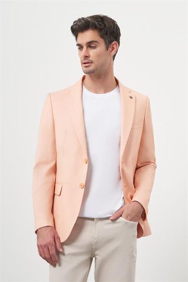 Morven Erkek Yavruağzı Poliviskon Slim Fit Mono Yaka Klasik Ceket - photo 1