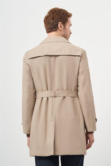Morven Erkek Bej Poliamit Kemerli Trençkot - photo 5