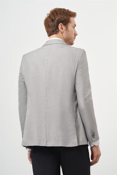 Morven Erkek Gri Poliviskon Slim Fit Mono Yaka Klasik Ceket - photo 5