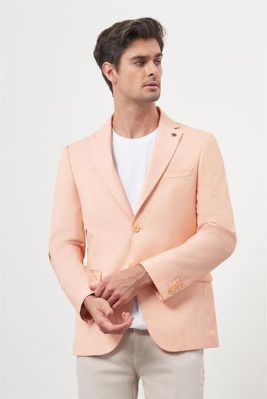 Morven Erkek Yavruağzı Poliviskon Slim Fit Mono Yaka Klasik Ceket - photo 3