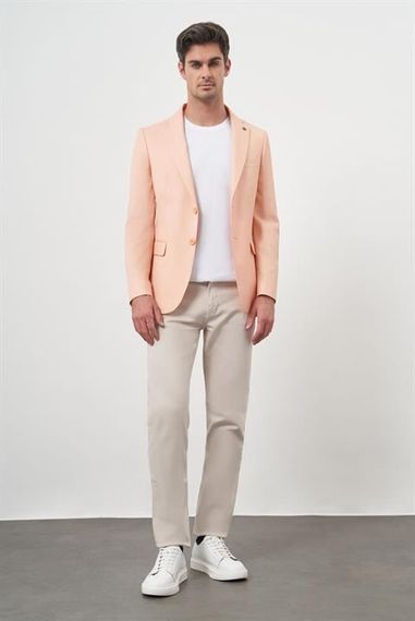 Morven Erkek Yavruağzı Poliviskon Slim Fit Mono Yaka Klasik Ceket - photo 5