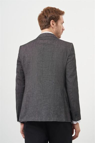 Чоловічий класичний піджак Morven у сірому кольорі, slim fit, 65% поліестер, 35% віскоза, з об'ємними кишенями та ґудзиковою застібкою - фото 5