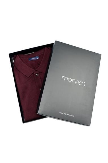 Bordo Basic Dinamik Fit Rahat Kesim Polo Yaka HEDİYE KUTULU Triko Kazak - fotoğraf 1