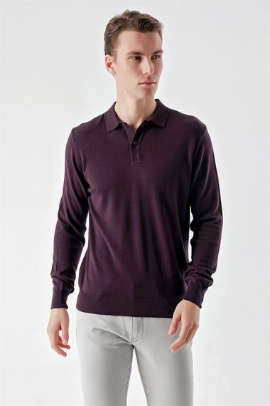 Mor Basic Dinamik Fit Rahat Kesim Polo Yaka HEDİYE KUTULU Triko Kazak - fotoğraf 2