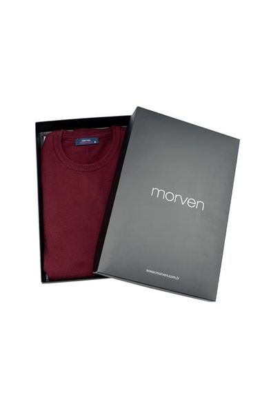 Koyu Bordo Basic Dinamik Fit Rahat Kesim Bisiklet Yaka HEDİYE KUTULU Triko Kazak - fotoğraf 1