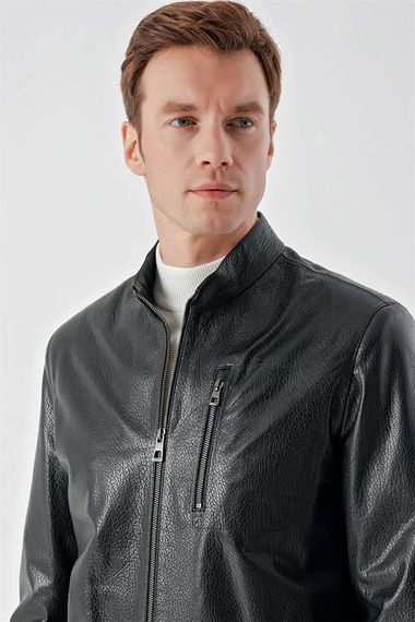 Morven Erkek Siyah Ibiza Motorcu Kısa Deri Mont - photo 5