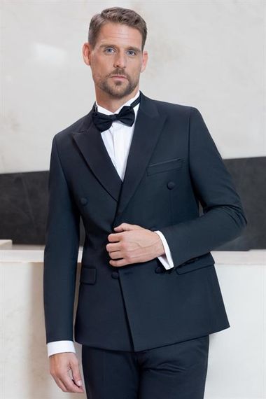 Morven Erkek Siyah Kruvaze Sivri Çıkma Yaka Slim Fit Damatlık - photo 5
