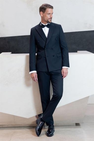 Morven Erkek Siyah Kruvaze Sivri Çıkma Yaka Slim Fit Damatlık - photo 3