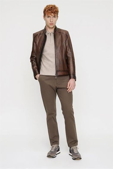 Morven Erkek A-Kahverengi New York Deri Mont - fotoğraf 2