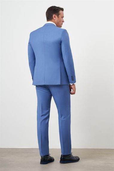 Morven Erkek Mavi Slim Fit Mono Yaka Takım Elbise - fotoğraf 5