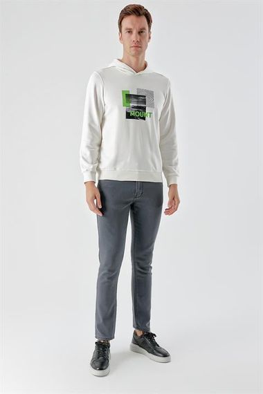 Трендова світшот для чоловіків Morven із капюшоном, білого кольору, 100% бавовна, динамічна посадка, без кишень, довгий рукав - фото 5