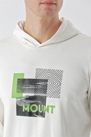 Трендова світшот для чоловіків Morven із капюшоном, білого кольору, 100% бавовна, динамічна посадка, без кишень, довгий рукав - фото 4